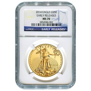 Certified Burnished American $50 Gold Eagle 2014 - W Ms70 Ngc Early Release photo