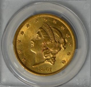 1861 Pcgs Au58 Twenty Dollar Gold photo