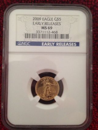 2009 $5 1/10 Oz American Gold Eagle Ngc Early Releases Ms 69 photo