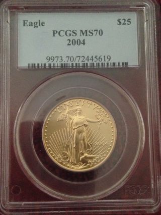 2004 $25 1/2 Oz American Gold Eagle Pcgs Ms 70 photo