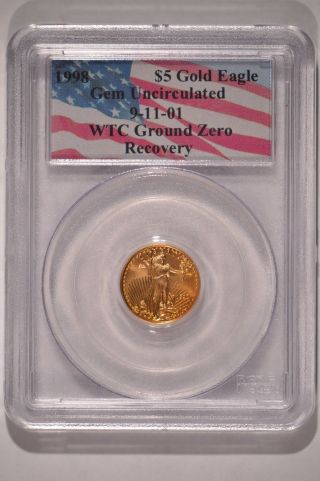 1998 United States $5 Gold Eagle 1/10th Oz Pcgs Wtc Recovery Gem Bu 9/11 photo