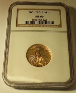 2001 Ngc Ms 69 $10 (1/4 Oz) American Gold Eagle photo