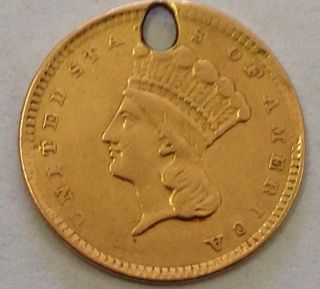 1857 One Dollar Gold Indian Princess Head Coin Ex - Jewelry - Low Opening Bid photo