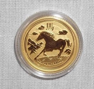 2014 Gold Australia Lunar Year Of The Horse 1/10 Coin Uncirculated Perth photo