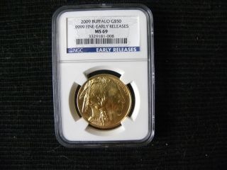 2009 Gold Buffalo G$50.  9999 Fine Early Releases Ngc Ms69 1 Oz. photo