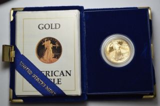 1987 - P Proof $25 Gold American Eagle 1/2 Fine Troy Oz Bullion W/box & photo