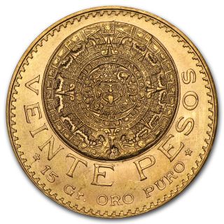 Mexican 20 Pesos Gold Coin - Random Year Coin - Sku 1044 photo