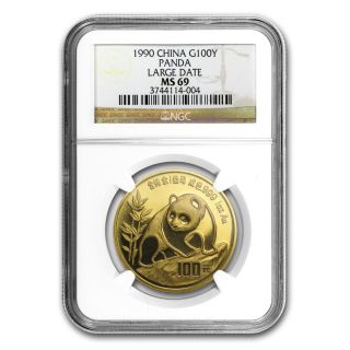 1990 1 Oz Gold Chinese Panda Coin - Ms - 69 Ngc - Large Date - Sku 19203 photo