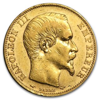 France 20 Francs Gold Napoleon Iii Coin - Au Or Better photo