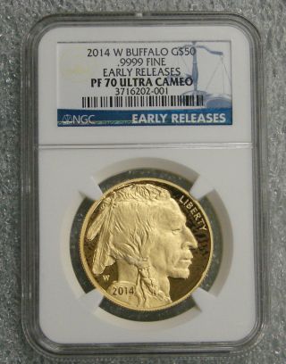 2014 W - Proof 1 Oz.  Gold American Buffalo $50 - Ngc Pf 70 Ucam - Early Releases photo