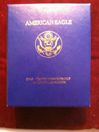 1/10 Oz Gold American Eagle 1999 W Proof Box&coa photo