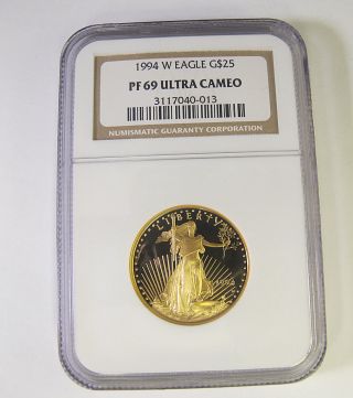 1994 W Eagle 1/2 Oz Gold Coin Ultra Cameo Pf69 Ngc Gold Coin American Eagle photo