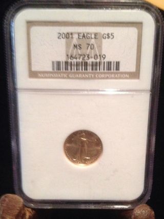 2001 Gold Ngc Ms70 American Eagle $5 Dollar photo