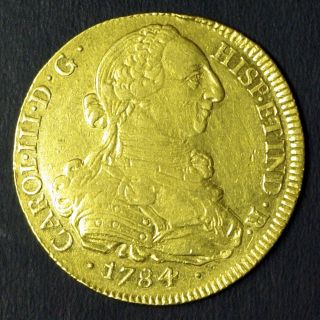 Colombia Gold Doubloon Charles Iii 8 Esc 1784 Popayan / Doblon Oro Carlos Iii photo