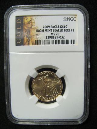 2009 $10 Gold Eagle 1/4 Oz Ngc Ms70 - From 1 - Earliest Release photo