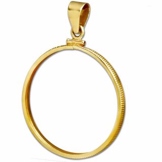 14k Gold Screw - Top Plain Coin Bezel - For French 20 Francs - Sku 26767 photo