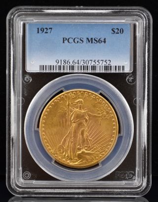 1927 $20 Gold St.  Gaudens Double Eagle Coin Pcgs Ms64 - Low Opening Bid photo