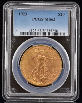1923 $20 Gold St.  Gaudens Double Eagle Coin Pcgs Ms63 - Low Opening Bid photo