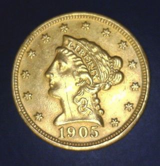 1905 $2.  50 Gold Liberty Head Quarter Eagle - You Grade Low Opening Bid (cleaned) photo