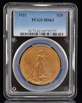 1922 $20 Gold St.  Gaudens Double Eagle Coin Pcgs Ms63 - Low Opening Bid photo