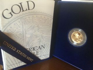 1996 One - Tenth Ounce Proof American Eagle Gold Bullion Coin W/blue Velvet Case photo