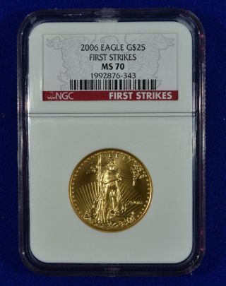 2006 1/2 Oz.  American Gold Eagle First Strike Ngc Ms70 Fine Gold $25 Dollar photo