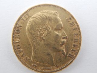 1858 A French 20 Franc Gold Coin Napoleon 0.  1867 Oz Fine Gold photo