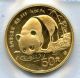 1987 Chinese Gold Panda 50 Yuan 1/2 Oz.  999 Fine Gold Hucky Gold photo 1