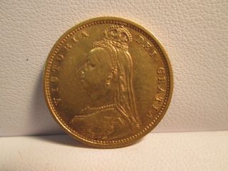 1891 British Gold 1/2 Sovereign photo