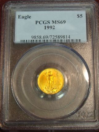 1992 $5 American 1/10 Oz Gold Eagle Pcgs Ms69 Tcs photo