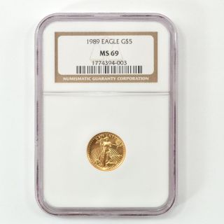 1989 American Eagle Gold Bullion $5 Tenth - Ounce - Ngc Ms69 /q181 photo