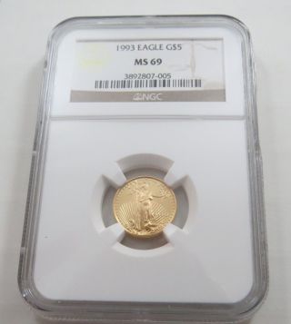 1993 $5 American Gold Eagle Ngc Ms69 photo