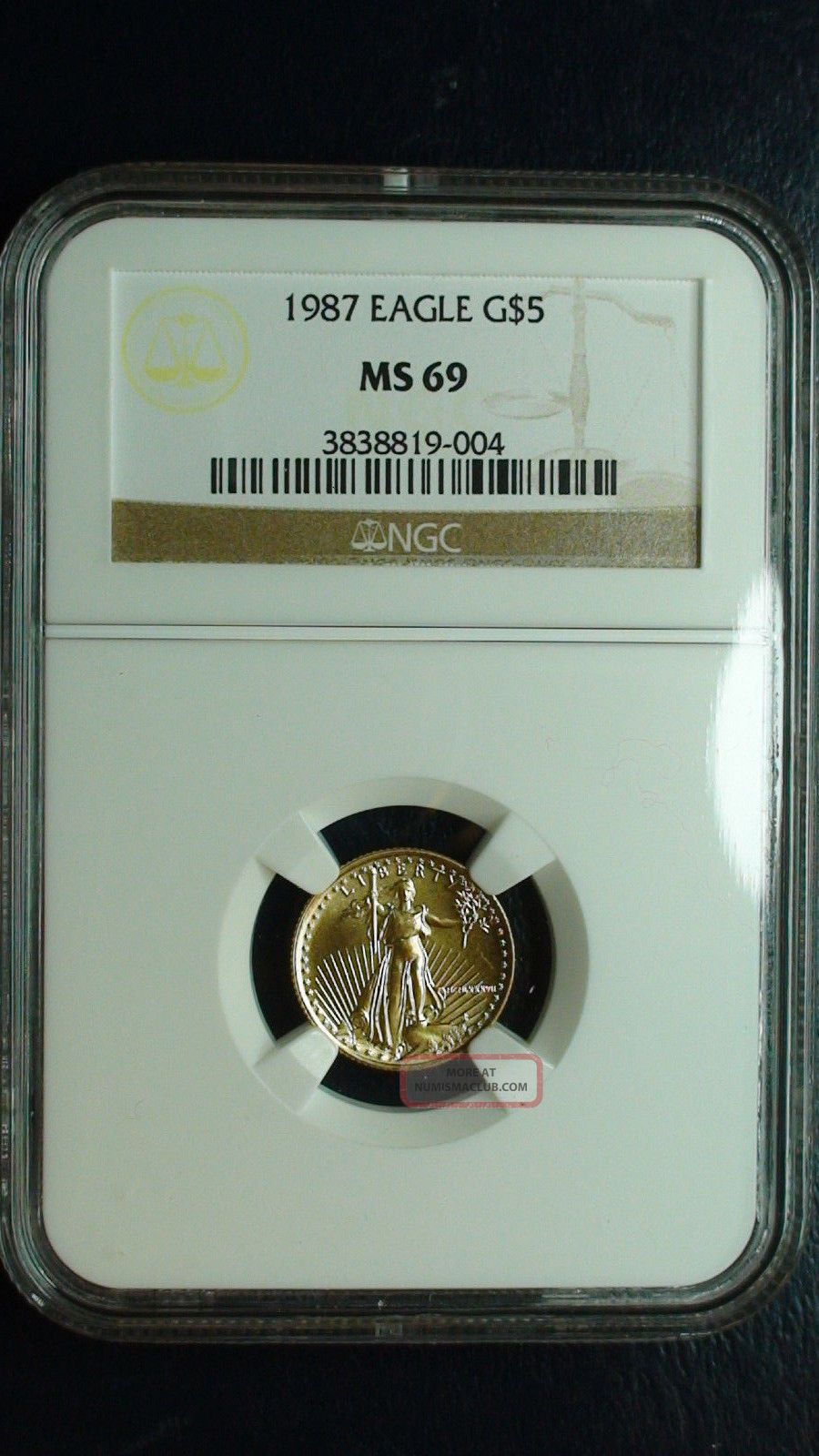 1987 P $5 Gold Eagle Ngc Ms69 Tenth Ounce 1/10 Oz Fine Gold ...