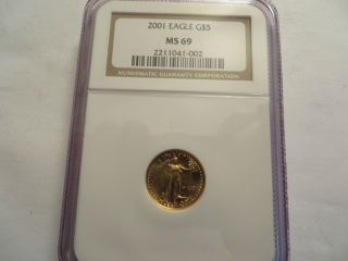 2001 1/10th Oz.  Gold American Eagle,  Ngc Ms 69 photo