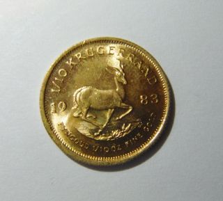 1983 South African Krugerrand 1/10 Oz Gold Coin photo