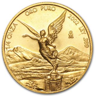2002 1/4 Oz Gold Mexican Libertad Coin - Brilliant Uncirculated - Sku 63780 photo