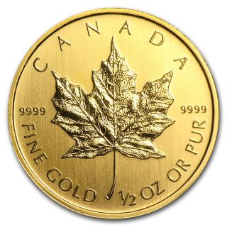1/2 Oz Gold Canadian Maple Leaf Coin - Random Year - Sku 83879 photo