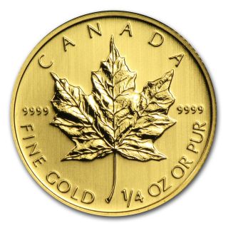 1/4 Oz Gold Canadian Maple Leaf Coin - Random Year - Sku 82980 photo