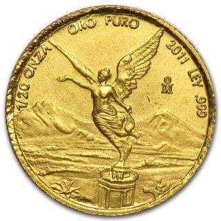 2011 1/20 Oz Gold Mexican Libertad Coin - Brilliant Uncirculated - Sku 60594 photo