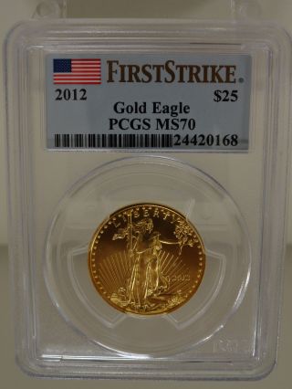 2012 $25 1/2 Ounce Gold American Eagle Pcgs Ms 70 First Strike Label photo