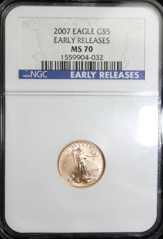 2007 $5 Gold Eagle Ngc Ms 70 Early Releases 032 photo