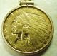1928 Indian Head 2 - 1/2 Dollar Gold Coin With 14k Gold Bezel Pendant 5.  3 Grams Gold photo 1