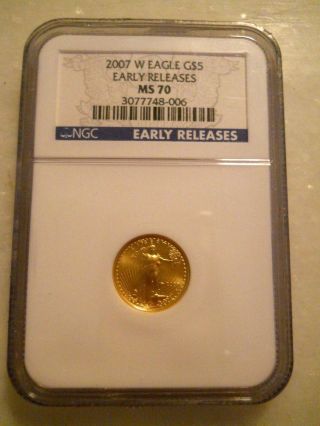 2007 W Ngc Ms70 $5 Gold Eagle - Perfect Coin,  None Higher photo