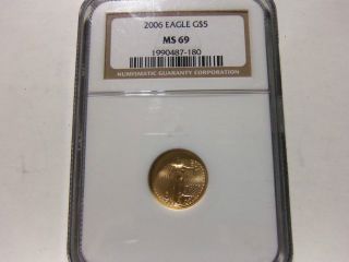 2006 American Eagle $5 Gold 1/10 Oz Ngc Ms69 photo
