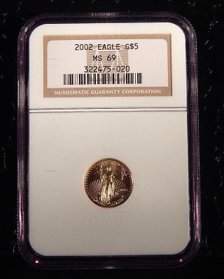 2002 Ngc Ms69 $5 1/10oz American Gold Eagle photo