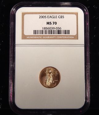 2005 Ngc Ms70 $5 1/10oz American Gold Eagle photo