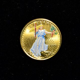 1999 Painted American Eagle 1/10th Oz Fine Gold Bullion United States Coin photo