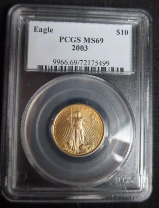 2003 $10 Gold Eagle.  Ms69 Bu.  1/4oz Pure Gold photo