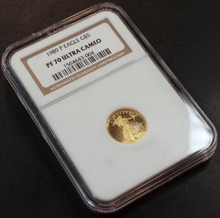 1989 P Proof 1/10th Oz,  $5.  00 Gold Eagle Certified Pf 70 Ultra Cameo By Ngc photo