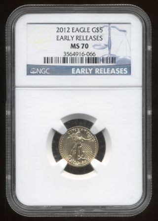 2012 - P Us $5 Gold American Eagle Coin,  Ngc Slabbed Ms - 70,  Perfect photo
